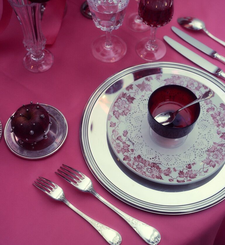 Grande assiette vintage Rouge-rose